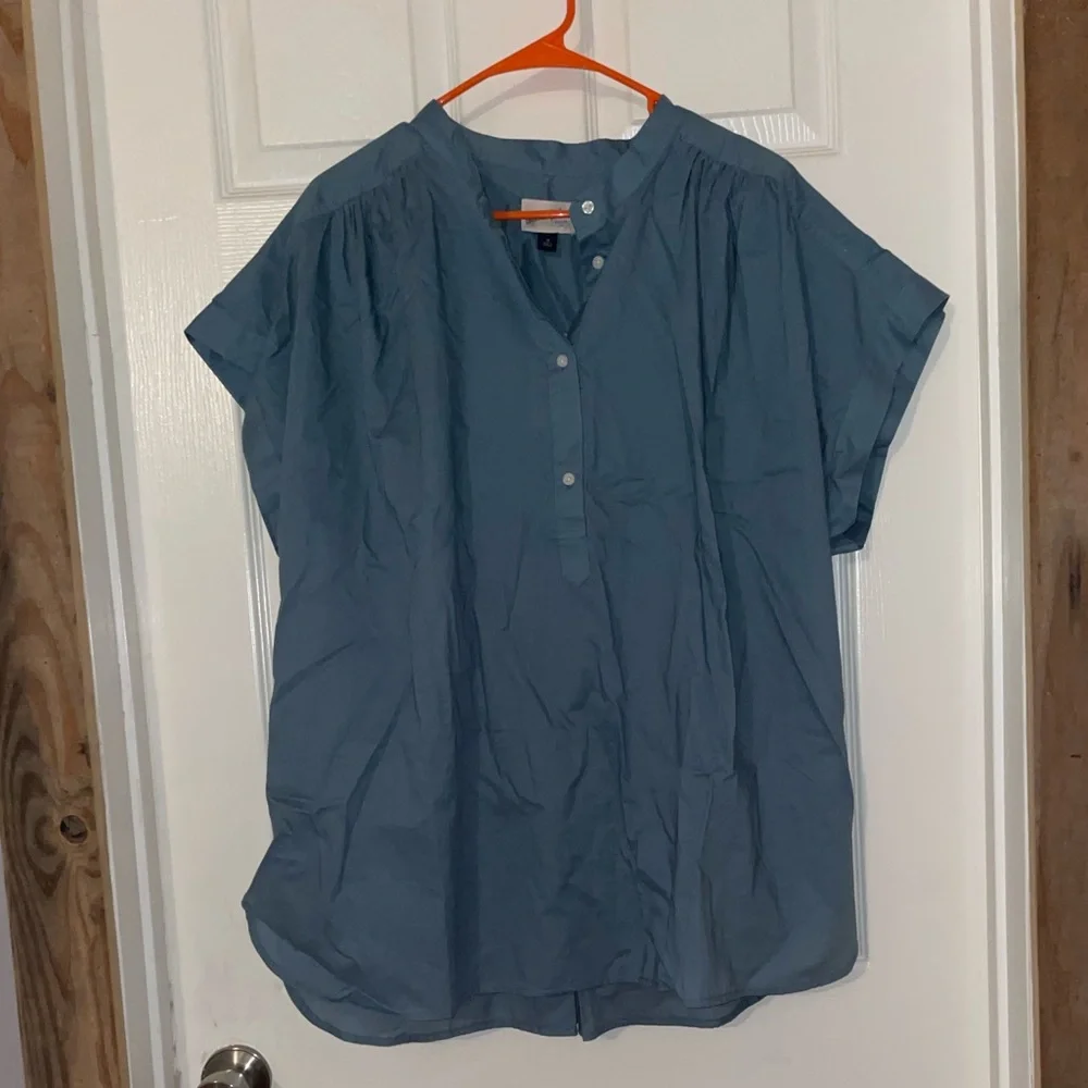 Universal Thread Light Blue Button-Front Top - Picture 1 of 4